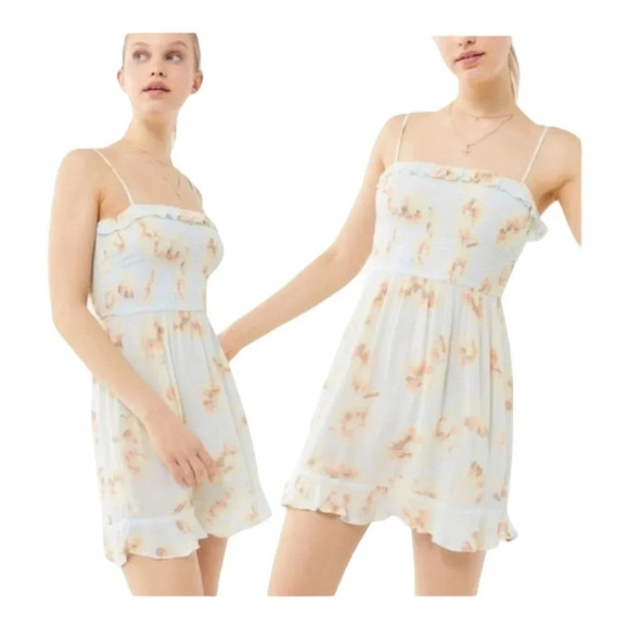 Urban Outfitters Sabrina Floral Print Gauze Dress Medium - Picture 1 of 8